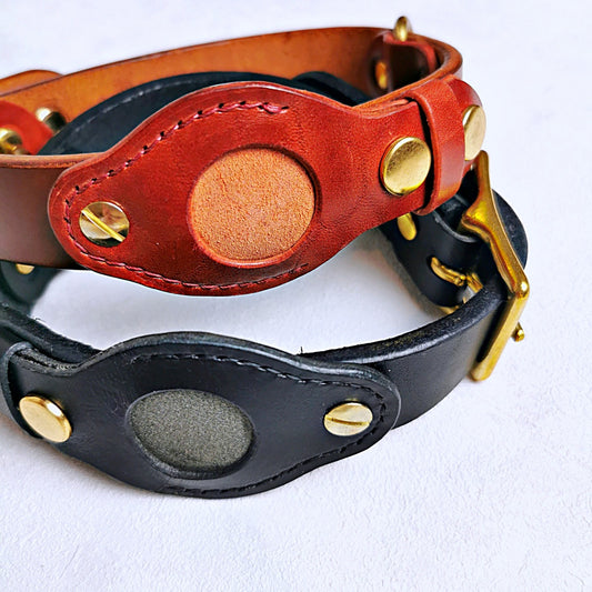Dog collar with AirTag gold hardware